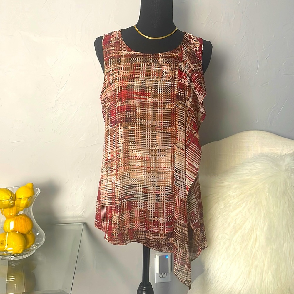 White House Black Market Multi-Colour Asymmetric Sleeveless Top